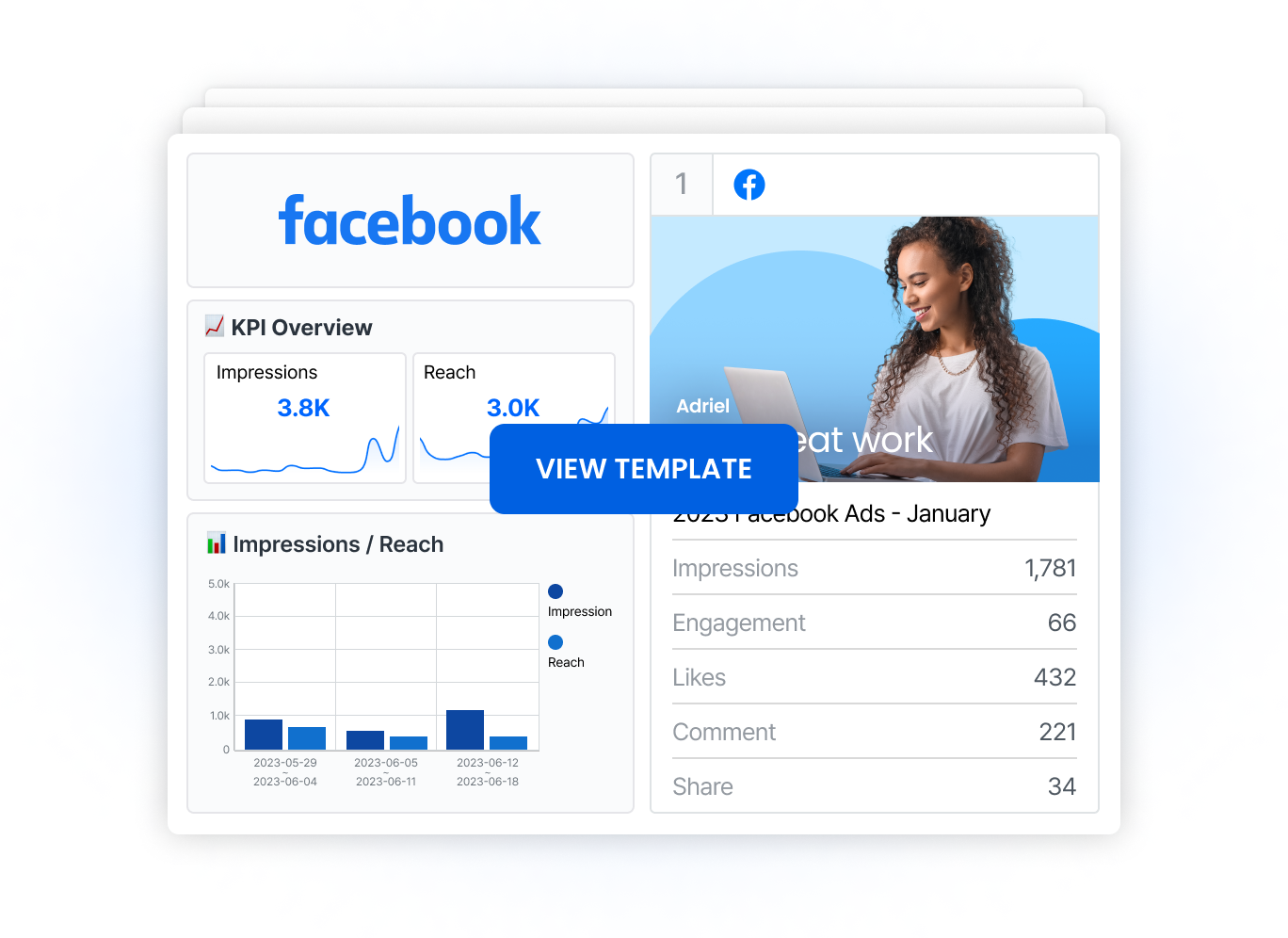 Facebook Page Dashboard Dashboard Templates Adriel